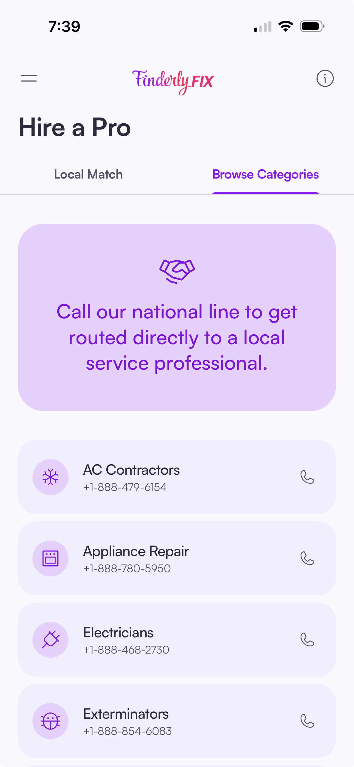 Hire – FinderlyFix app screenshot