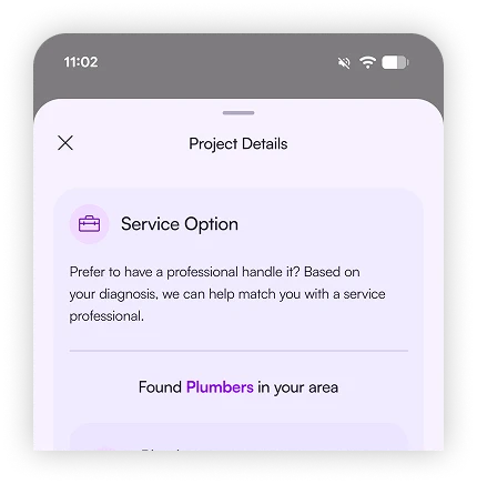FinderlyFix service option matching a local plumber