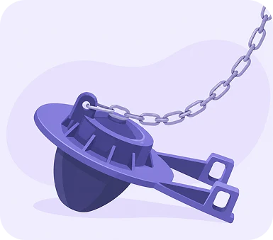 Illustration of a toilet flapper with its lift chain attached